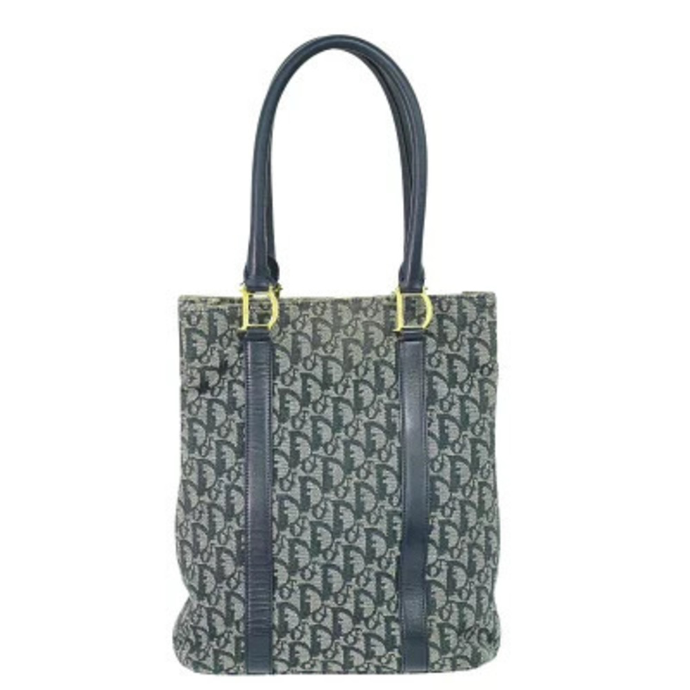 Christian Dior Trotter Tote Canvas Shoulder Bag Navy Blue